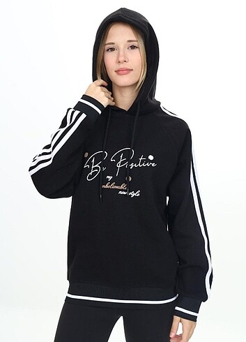 Kız Siyah Kapsonlu Sweatshirt (7-8 yaş)