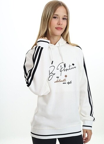 Kız Beyaz Kapşonlu Sweatshirt (7-8 yaş)