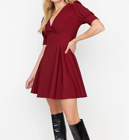 42 Beden bordo Renk Elbise