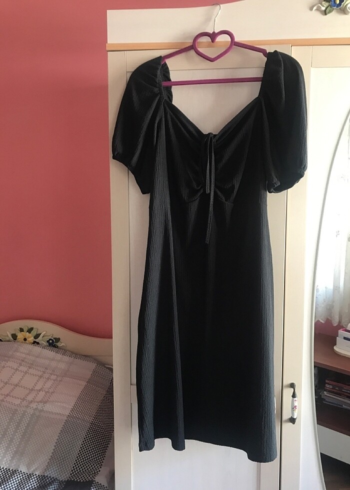 Karpuz kol siyah günlük elbise - Görsel 2