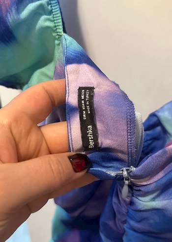 Kadın Çok Renkli Drapeli Mini Elbise - Görsel 3