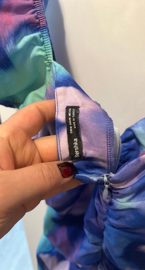 Kadın Çok Renkli Drapeli Mini Elbise - Görsel 3