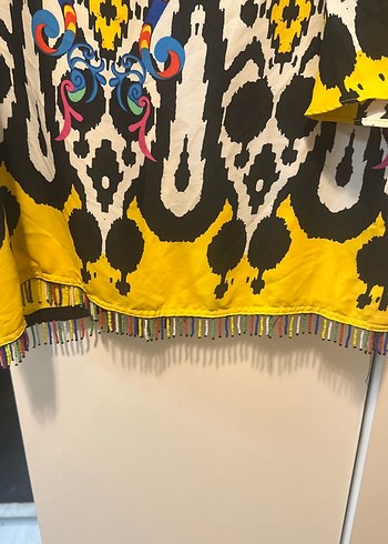 Renkli Püsküllü Bohem Kadın Bluz - Görsel 2