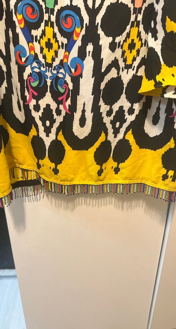 Renkli Püsküllü Bohem Kadın Bluz - Görsel 2