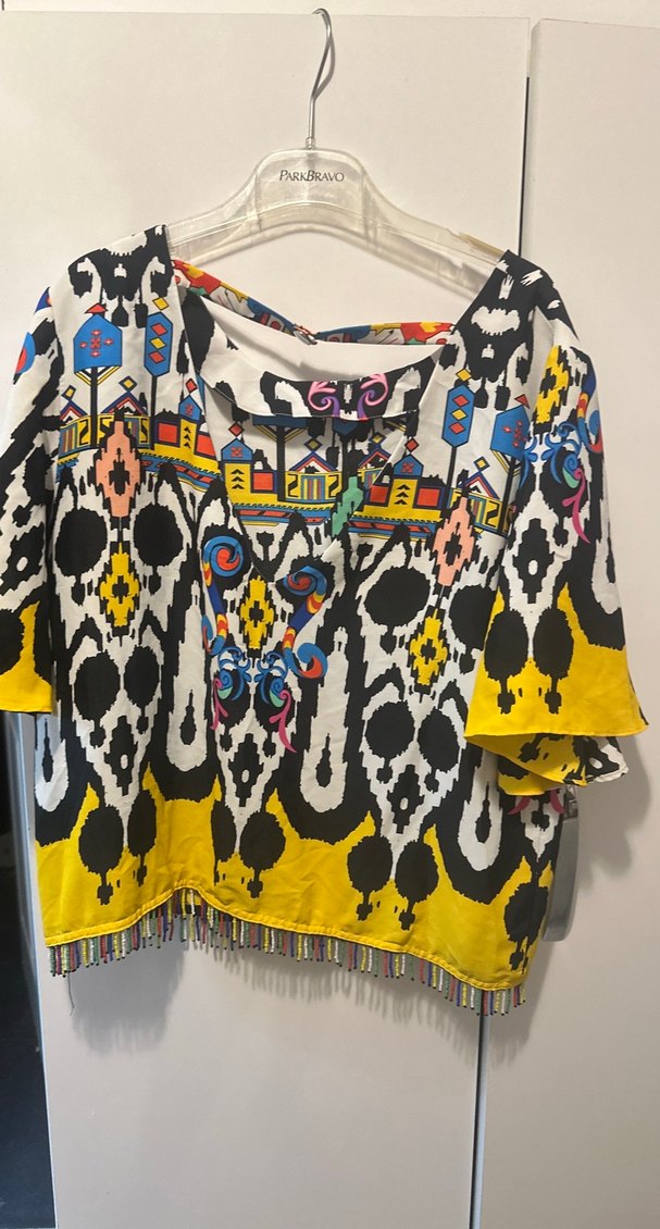 Renkli Püsküllü Bohem Kadın Bluz - Görsel 5