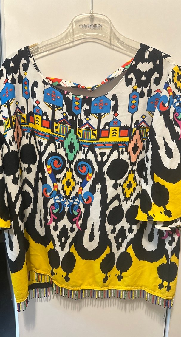 Renkli Püsküllü Bohem Kadın Bluz - Görsel 3