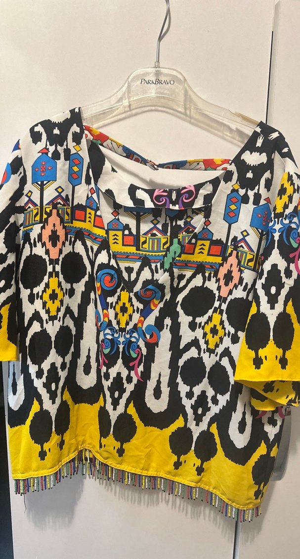 Renkli Püsküllü Bohem Kadın Bluz - Görsel 4