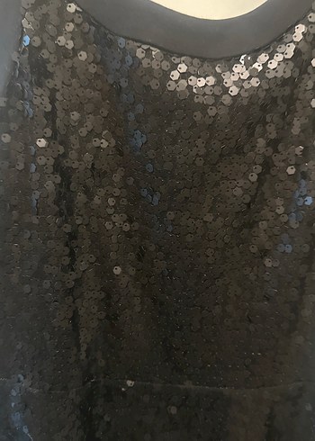 Siyah Payetli Straplez Midi Abiye Elbise - Görsel 2