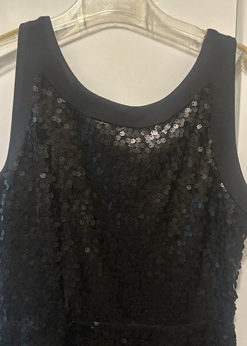 Siyah Payetli Straplez Midi Abiye Elbise - Görsel 3