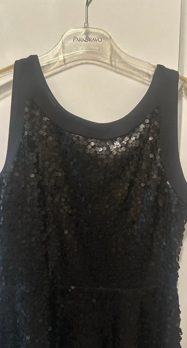 Siyah Payetli Straplez Midi Abiye Elbise - Görsel 3