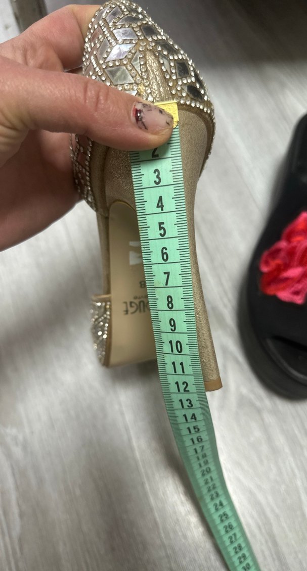 Bej Yüksek Topuklu Payetli Abiye Ayakkabı - Görsel 5