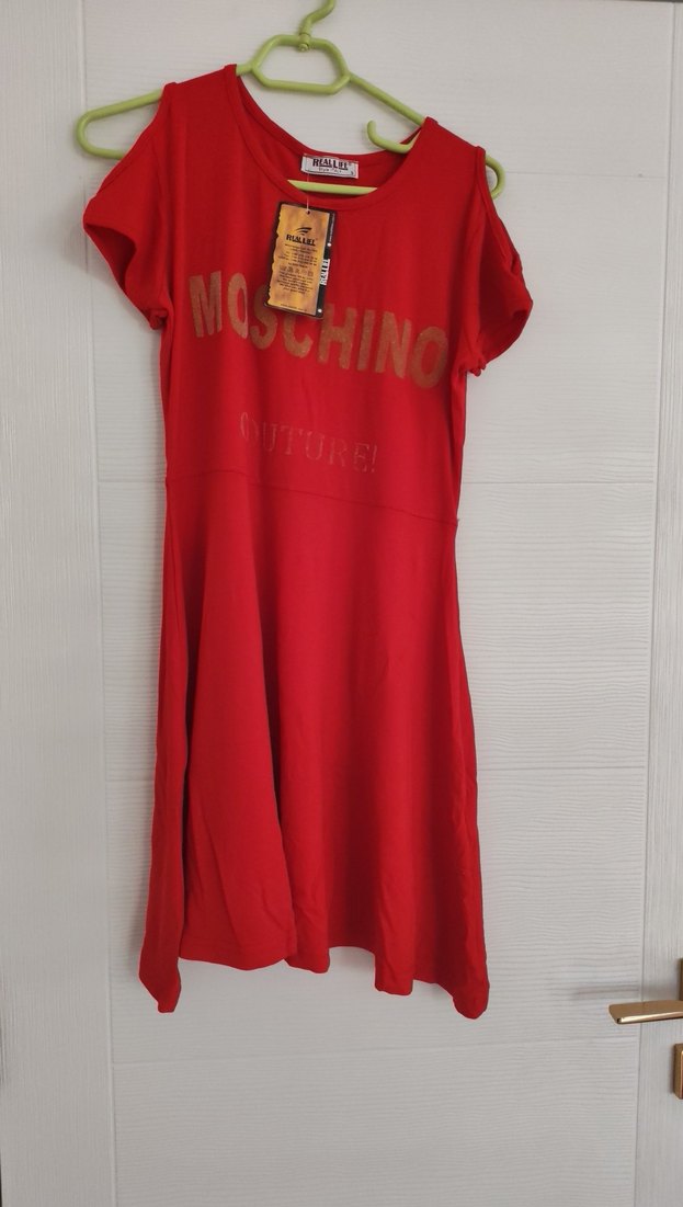 Moschino Kırmızı Uzun Kollu Rahat Elbise - Görsel 2