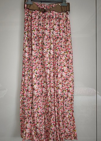 Pembe Pilili Bohem Uzun Etek