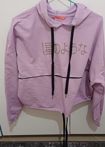 Mor Kapüşonlu Kadın Sweatshirt - Görsel 2