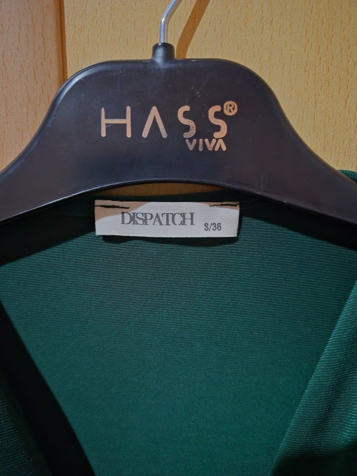 V Yaka Drapeli Koyu Yeşil Kadın Bluz - Görsel 3