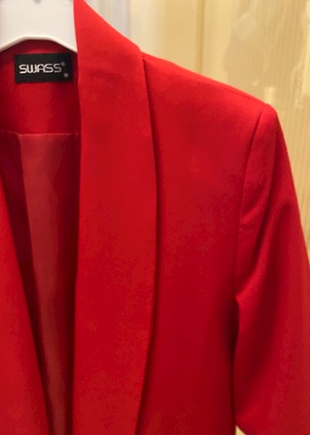 Kırmızı Mini Kadın Blazer Ceket - Görsel 3