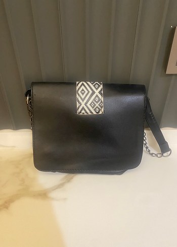 Diğer Gri Desenli Kemer Detaylı Bohem Çanta