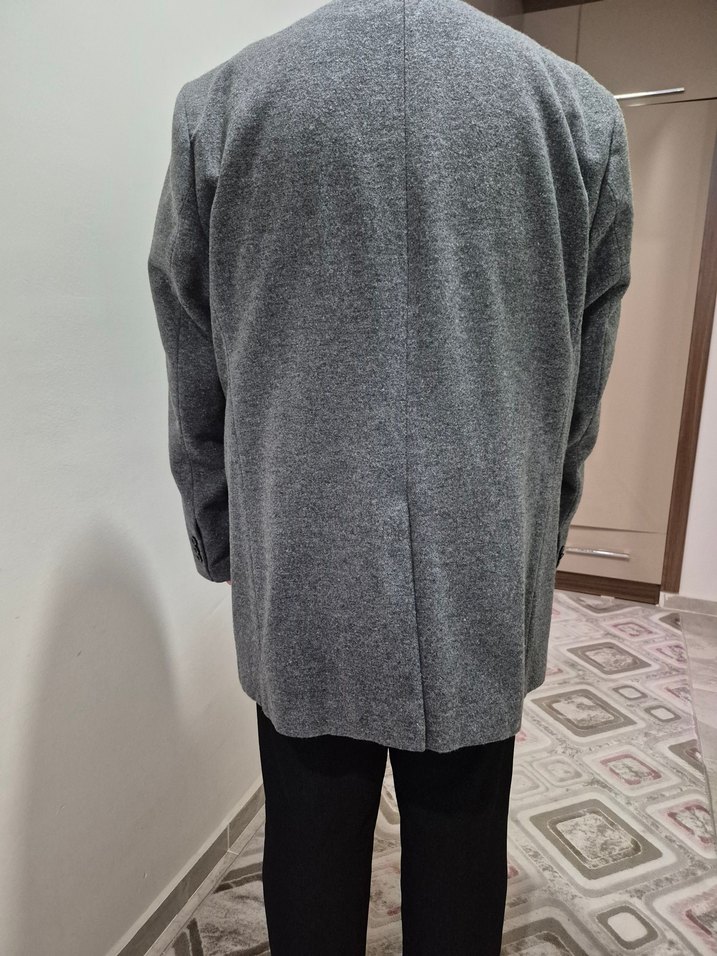 Gri Düğmeli Erkek Midi Ceket - Görsel 2