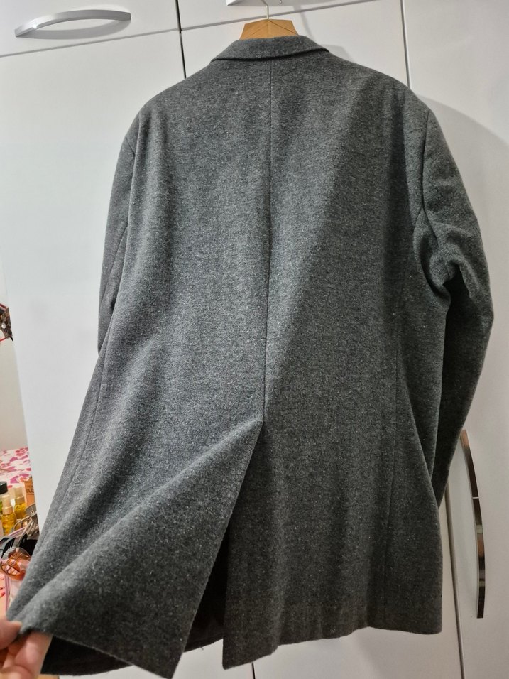 Gri Düğmeli Erkek Midi Ceket - Görsel 4