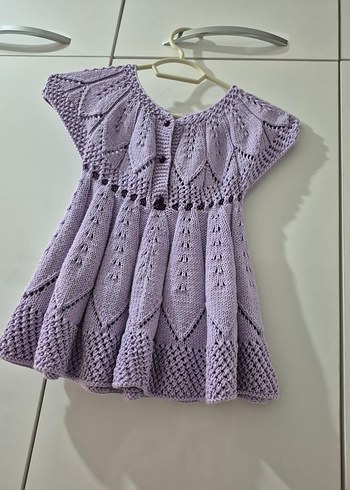 Mor Örgü Bebek Kız Elbise Takımı - Görsel 4