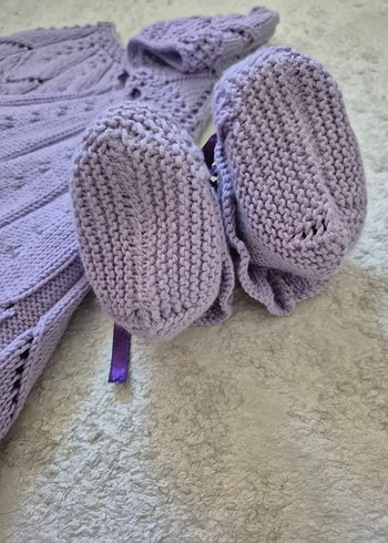 Mor Örgü Bebek Kız Elbise Takımı - Görsel 5