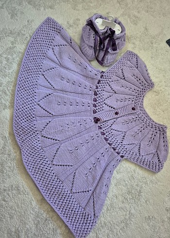 Mor Örgü Bebek Kız Elbise Takımı - Görsel 2