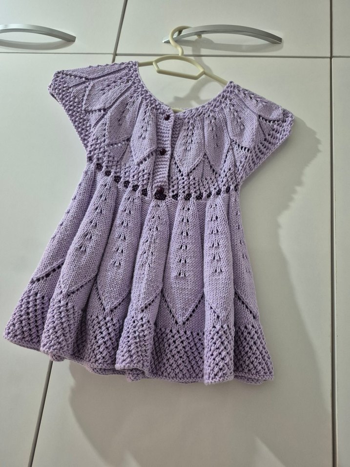 Mor Örgü Bebek Kız Elbise Takımı - Görsel 4