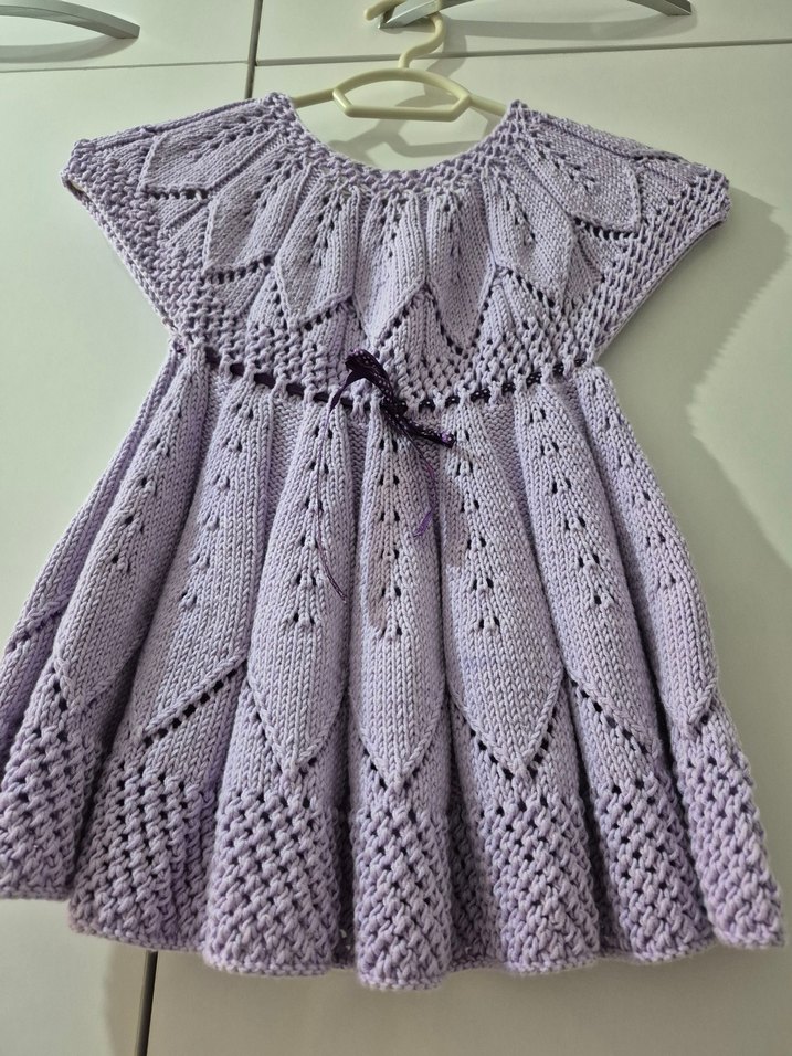 Mor Örgü Bebek Kız Elbise Takımı - Görsel 3