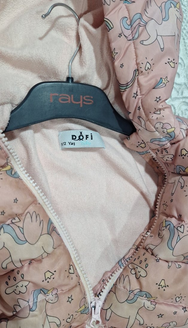 Kız Çocuk Kapüşonlu Pembe Mont - Görsel 2