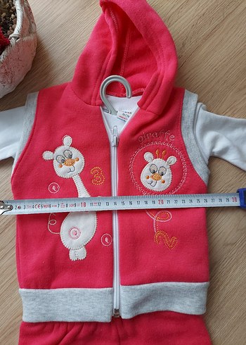 Pembe Nakışlı Örgü Bebek Kız Takımı - Görsel 7