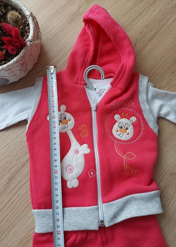 Pembe Nakışlı Örgü Bebek Kız Takımı - Görsel 5