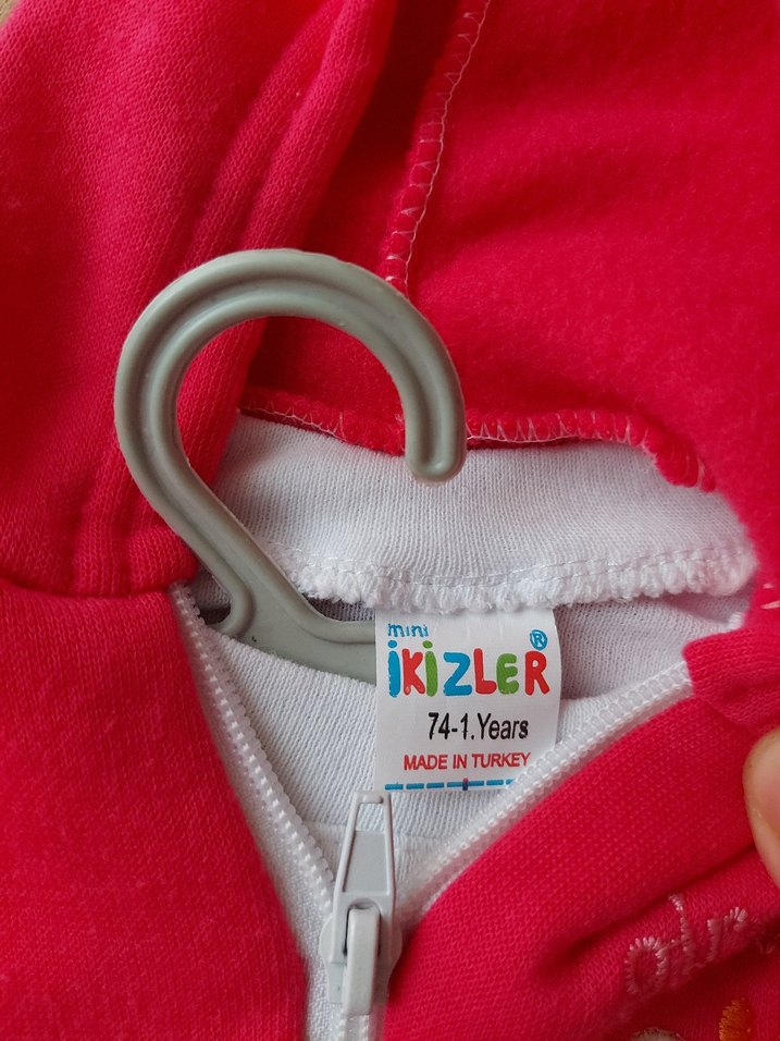 Pembe Nakışlı Örgü Bebek Kız Takımı - Görsel 3