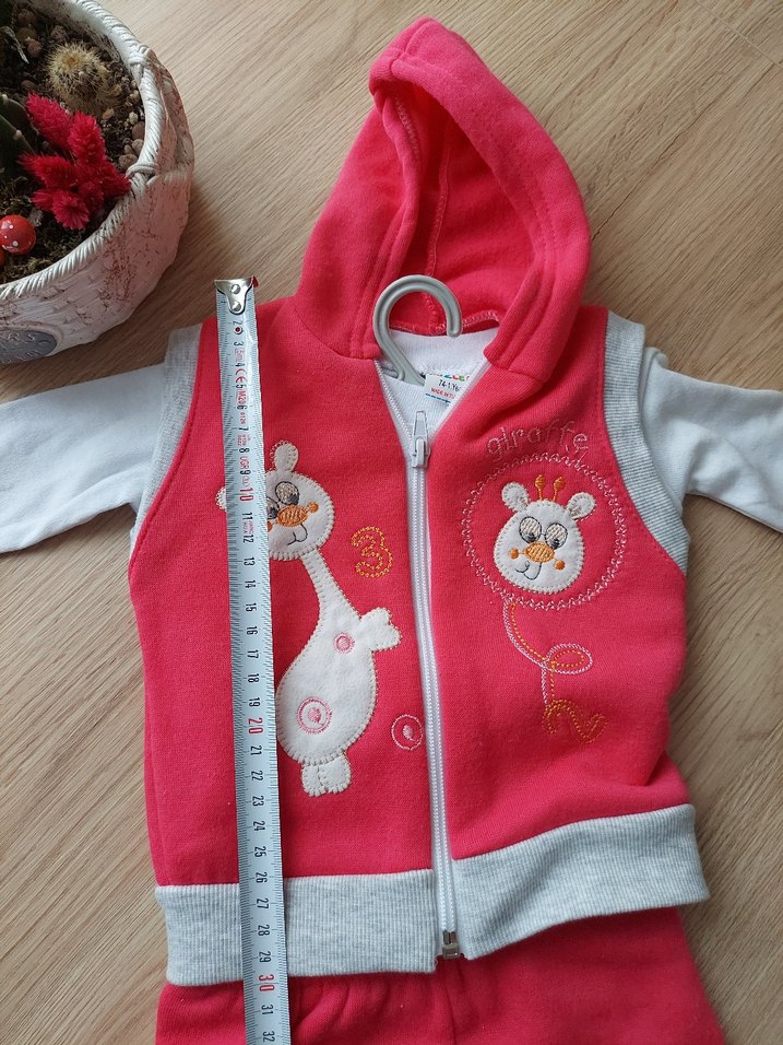 Pembe Nakışlı Örgü Bebek Kız Takımı - Görsel 5