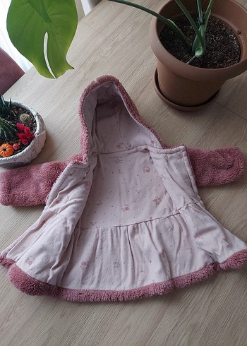 Kız Çocuk Kapüşonlu Pembe Kürklü Mont - Görsel 7