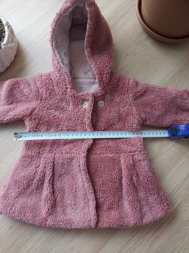 Kız Çocuk Kapüşonlu Pembe Kürklü Mont - Görsel 5