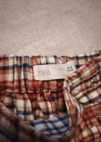 Kahverengi Kemerli Ekose Mini Kız Çocuk Şortetek - Görsel 3