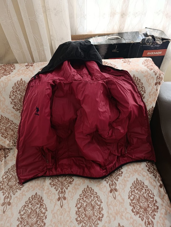 siyah ve kırmızı erkek çocuk Midi Kışlık Mont Kapüşonlu - Görsel 3