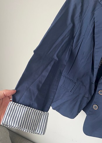 xs Beden lacivert Renk Mudo Mavi lacivert Keten Kadın Blazer Ceket