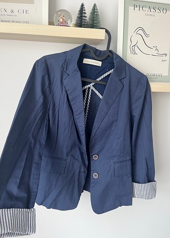 Mudo Mudo Mavi lacivert Keten Kadın Blazer Ceket