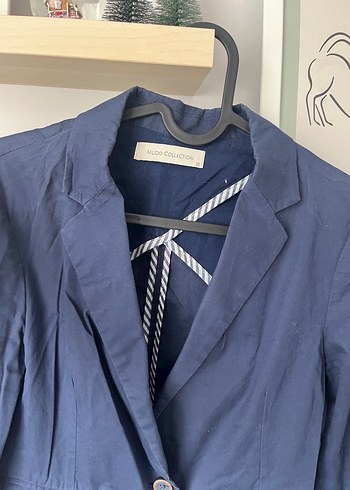 xs Beden Mudo Mavi lacivert Keten Kadın Blazer Ceket