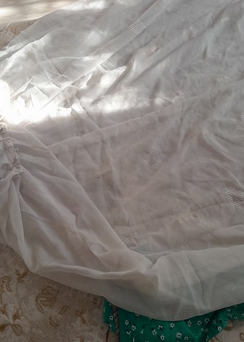 Beyaz Bohem Tarzı Düz Tül Perde - Görsel 2