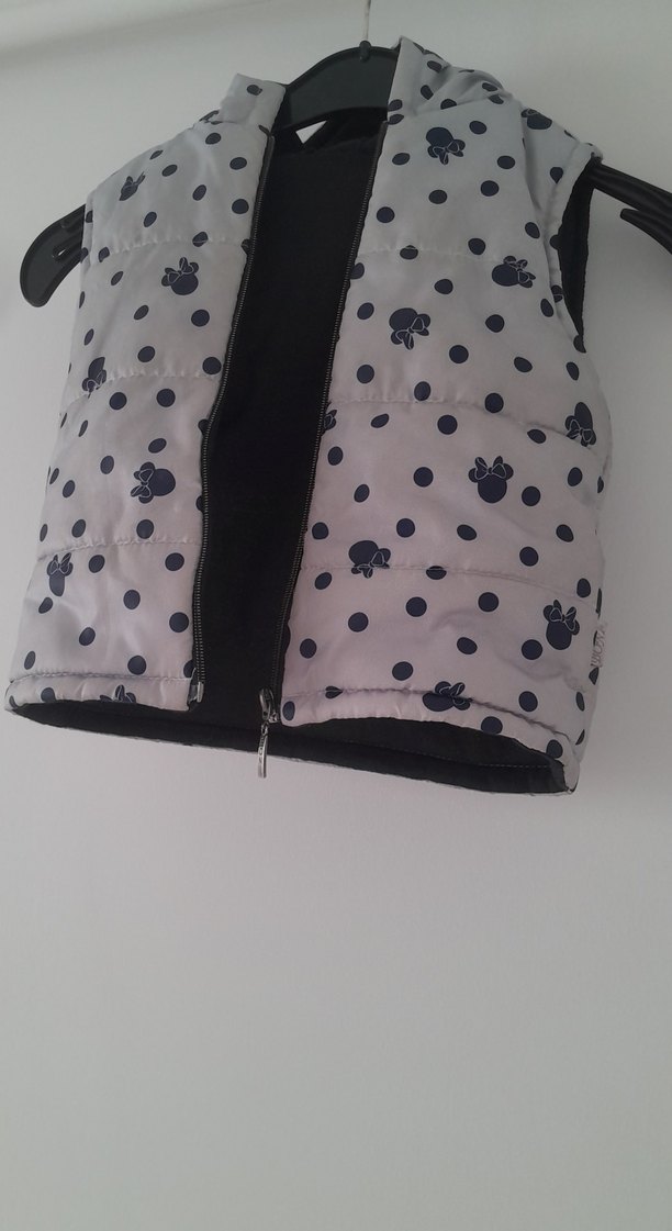 Kız Çocuk Gri Baskılı Fermuarlı Yelek - Görsel 2