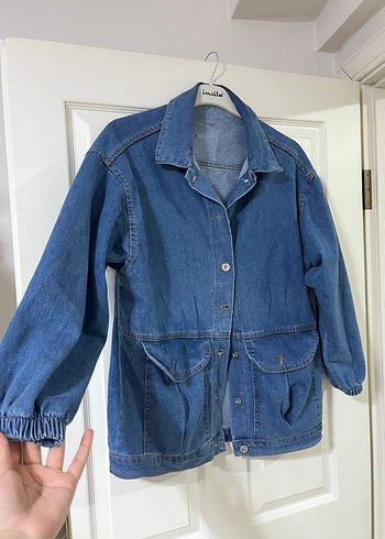 Düğmeli Mavi Kadın Denim Kot Ceket