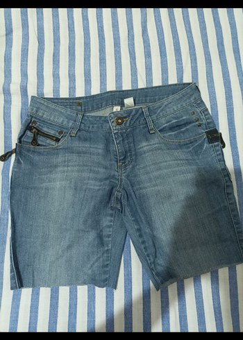 Kadın Mavi Midi Denim Şort