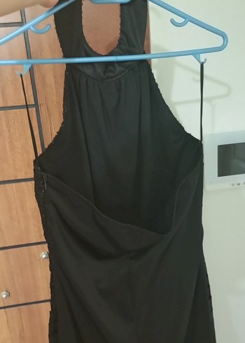 m Beden siyah Renk Uzun Siyah Straplez Kadın Abiye Elbise