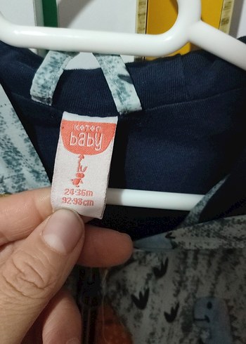 Kapüşonlu Gri Dinozor Desenli Erkek Yağmurluk - Görsel 2