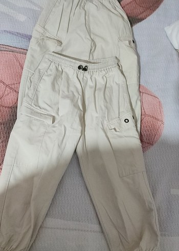 Bej erkek çocuk Keten Rahat Kesim Kargo Pantolon - Görsel 5