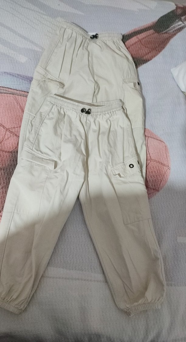 Bej erkek çocuk Keten Rahat Kesim Kargo Pantolon - Görsel 5