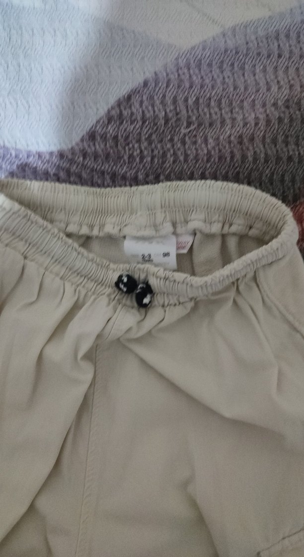 Bej erkek çocuk Keten Rahat Kesim Kargo Pantolon - Görsel 2