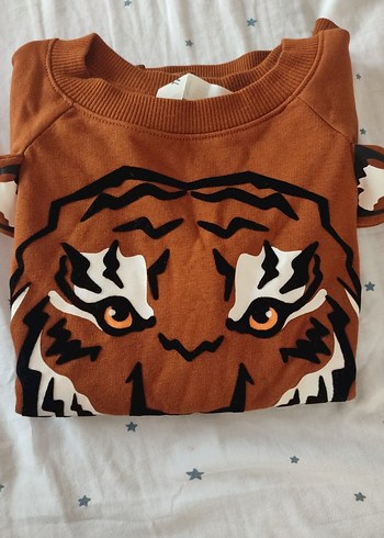 7 Yaş Beden kahverengi Renk Kahverengi Baskılı Erkek Çocuk Sweatshirt